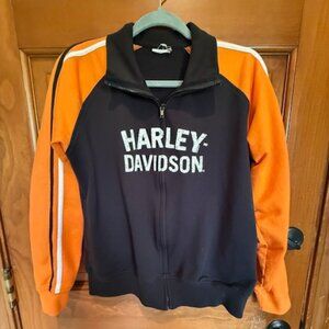 Harley Davidson Full Zip Jacket, Orange and Black, Ladies med/large